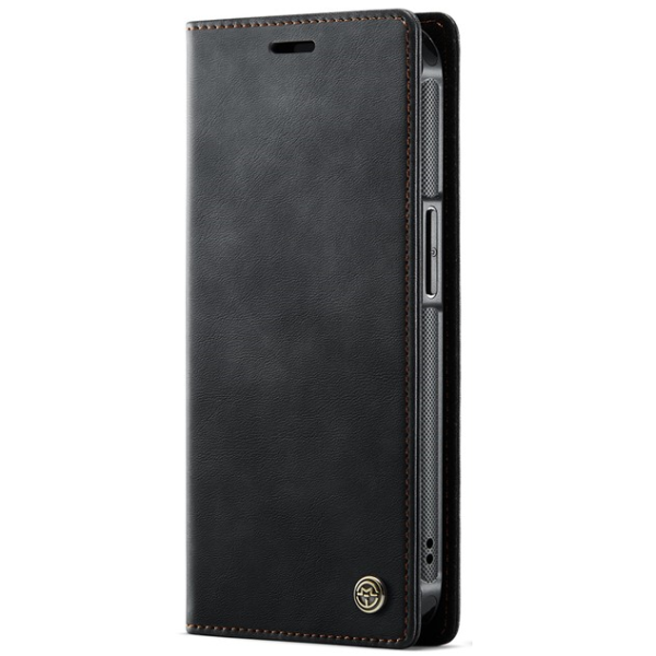 „CaseMe“ MagSafe Leather 2-in-1 atlokāms maciņš - melns (iPhone 17e / 16e)