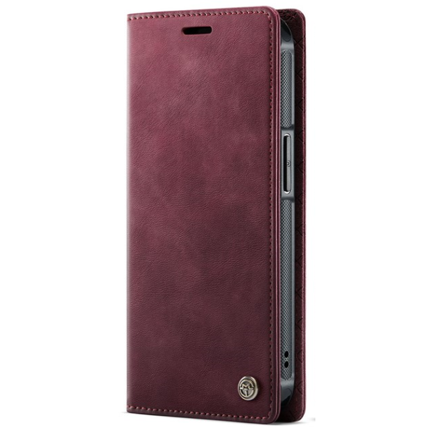 „CaseMe“ MagSafe Leather 2-in-1 atlokāms maciņš - bordo (iPhone 17e / 16e)