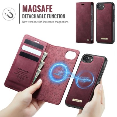 „CaseMe“ MagSafe Leather 2-in-1 Flip Case - burgundy (iPhone 17e / 16e)