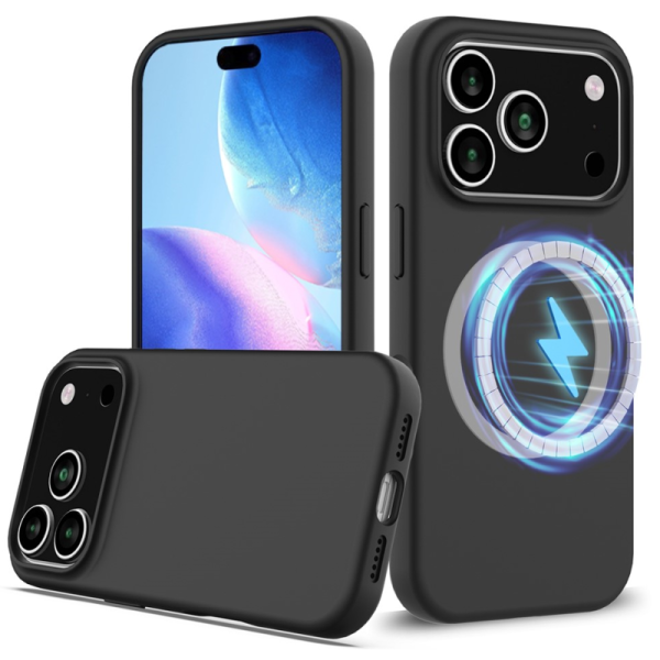 "Shell" MagSafe cieta silikona (TPU) apvalks - melns (iPhone 17 Pro Max)