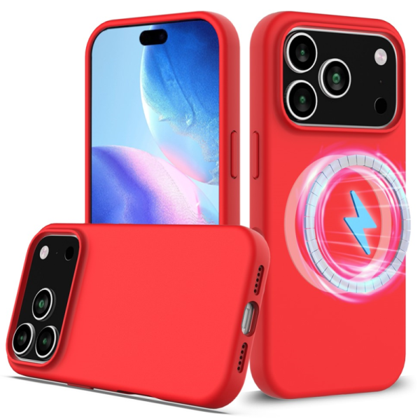 "Shell" MagSafe cieta silikona (TPU) apvalks - sarkans (iPhone 17 Pro Max)