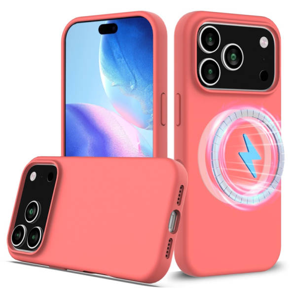 "Shell" MagSafe cieta silikona (TPU) apvalks - rozā (iPhone 17 Pro)