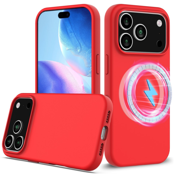 "Shell" MagSafe cieta silikona (TPU) apvalks - sarkans (iPhone 17 Pro)