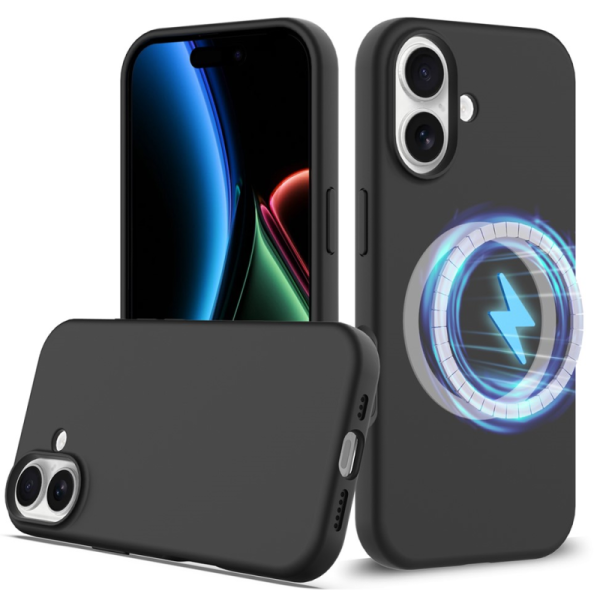 "Shell" MagSafe cieta silikona (TPU) apvalks - melns (iPhone 17)