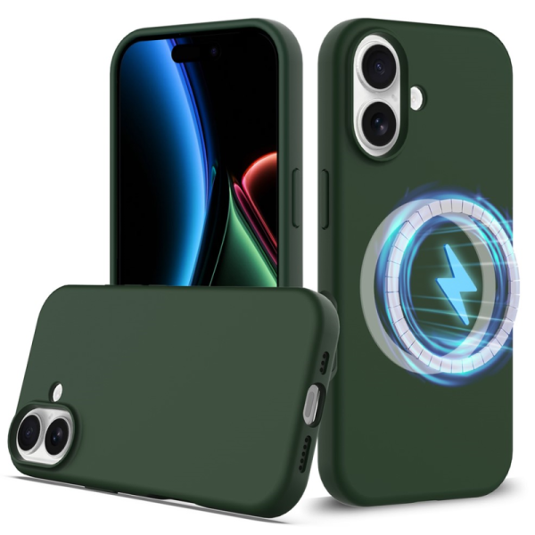 "Shell" MagSafe cieta silikona (TPU) apvalks - tumši zaļa (iPhone 17)