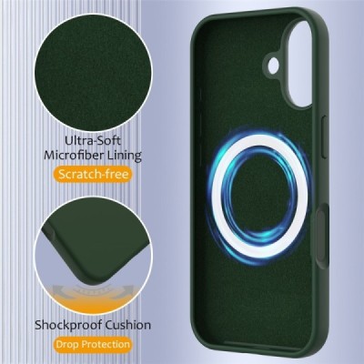 Apple iPhone 17 "Shell" MagSafe cieta silikona (TPU) tumši zaļa apvalks | vacins.lv