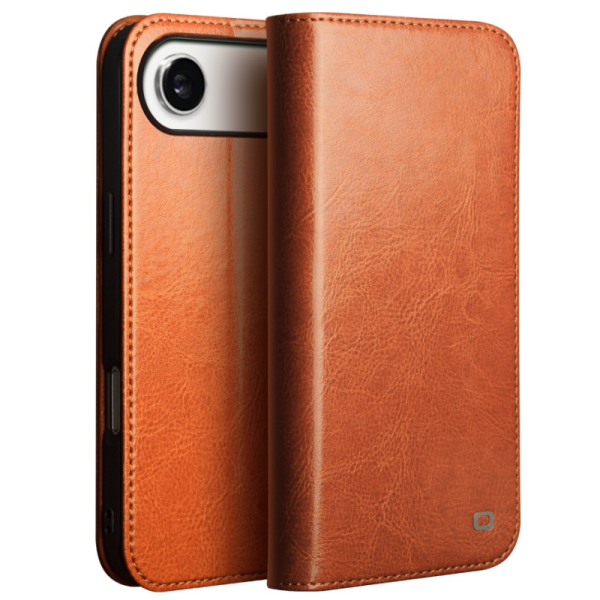 "QIALINO" atvēramais ādas maciņš - gaiši brūns (iPhone Air)