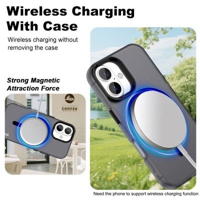 Apple iPhone 17 "IMAK" Candy MagSafe matēts cieta silikona (TPU) apvalks - melns | vacins.lv