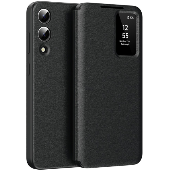 "Qing" Smart View solīds atvēramais maciņš - melns (Galaxy S25 Edge)