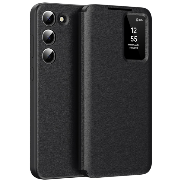 "Qing" Smart View solīds atvēramais maciņš - melns (Galaxy S22 5G)