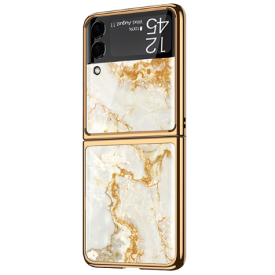 Samsung Galaxy Z Flip3 (F711) GKK Marble zelta plastika apvalks | vacins.lv