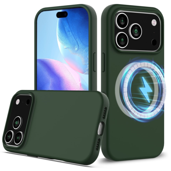 "Shell" MagSafe cieta silikona (TPU) apvalks - tumši zaļa (iPhone 17 Pro Max)