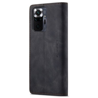 Xiaomi Redmi Note 10 Pro CaseMe Retro solīds atvēramais ādas melns maciņš - maks | Vacins.lv