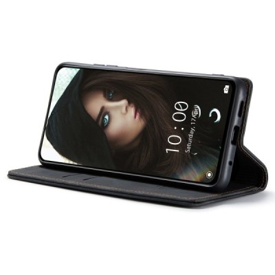 Xiaomi Redmi Note 10 Pro CaseMe Retro solīds atvēramais ādas melns maciņš - maks | Vacins.lv