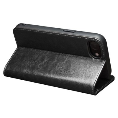 "QIALINO" atvēramais ādas maciņš - melns (iPhone 17e / 16e)