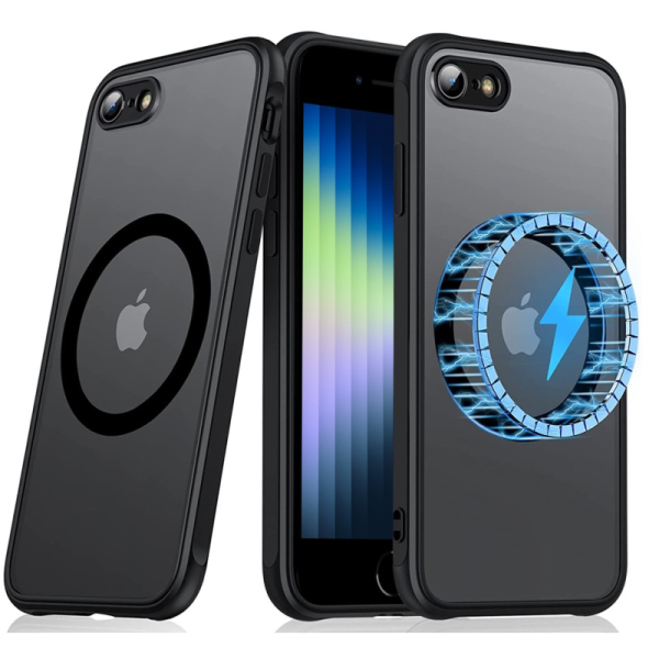 "Mofan" MagSafe matēts cieta silikona (TPU) apvalks - melns (iPhone 7 / 8 / SE 2020 / SE 2022)