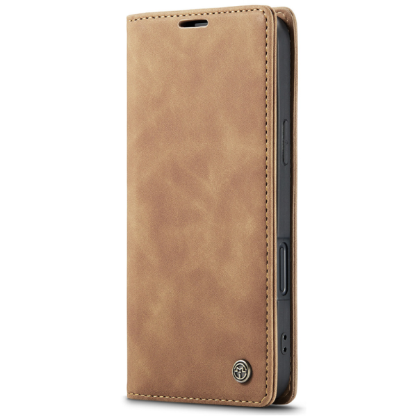 "CaseMe" Retro solīds atvēramais ādas maciņš - gaiši brūns (iPhone 17 Pro Max)