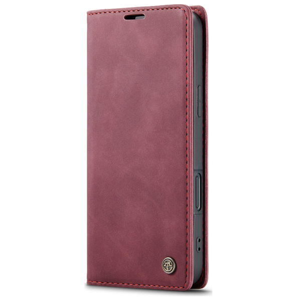 "CaseMe" Retro solīds atvēramais ādas maciņš - bordo (iPhone 17 Pro)