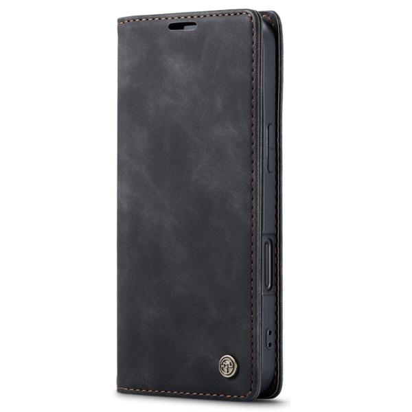 "CaseMe" Retro solīds atvēramais ādas maciņš - melns (iPhone 17)