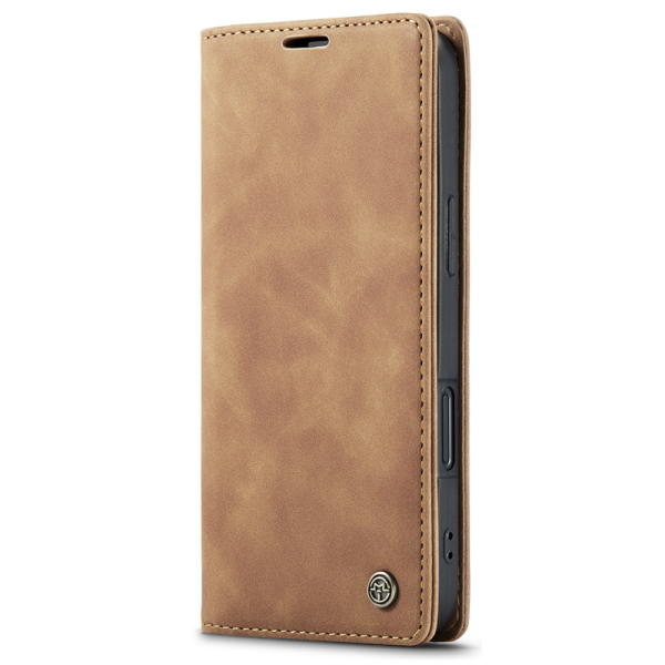 "CaseMe" Retro solīds atvēramais ādas maciņš - gaiši brūns (iPhone 17)