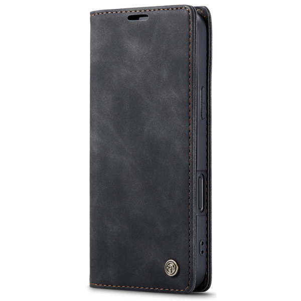 "CaseMe" Retro solīds atvēramais ādas maciņš - melns (iPhone Air)