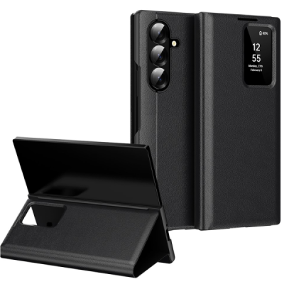 Samsung Galaxy Fold7 "Qing" Smart View solīds atvēramais maciņš - melns | Vacins.lv