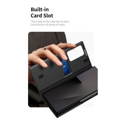 Samsung Galaxy Fold7 "Qing" Smart View solīds atvēramais maciņš - melns | Vacins.lv