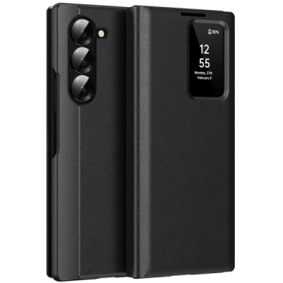 Samsung Galaxy Fold5 "Qing" Smart View solīds atvēramais maciņš - melns | Vacins.lv