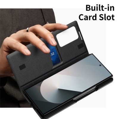 Samsung Galaxy Fold5 "Qing" Smart View solīds atvēramais maciņš - melns | Vacins.lv