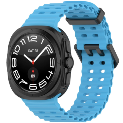 Išmaniojo laikrodžio Samsung Galaxy Watch Ultra 47mm kieto silikono (TPU) šviesiai mėlyna apyrankė | Priedai.lt