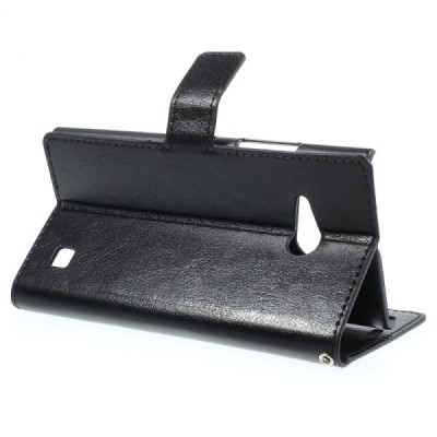 Nokia Lumia 730 (735) atvēramais melns ādas futrālis - maciņš / Vacins.lv