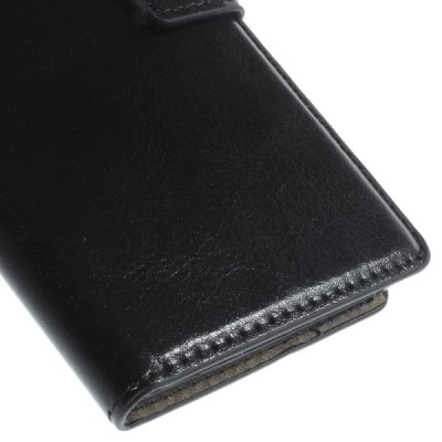 Nokia Lumia 730 (735) atvēramais melns ādas futrālis - maciņš / Vacins.lv