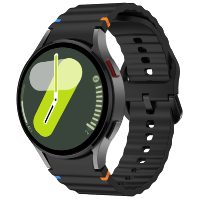 "KALEBOL" Išmaniojo laikrodžio Samsung Galaxy Watch7 44mm 40mm / Watch FE 40mm kieto silikono (TPU) juoda apyrankė | Priedai.lt