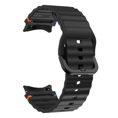 "KALEBOL" Išmaniojo laikrodžio Samsung Galaxy Watch7 44mm 40mm / Watch FE 40mm kieto silikono (TPU) juoda apyrankė | Priedai.lt