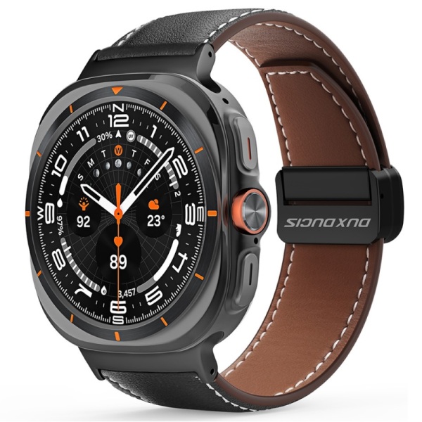 „DUX DUCIS“ išmaniojo laikrodžio odinė apyrankė - juoda (Galaxy Watch Ultra 47mm)