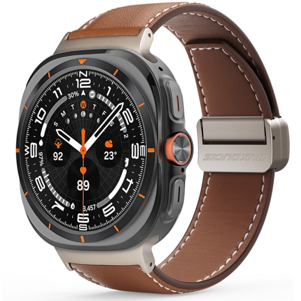 „DUX DUCIS“ išmaniojo laikrodžio odinė apyrankė - ruda (Galaxy Watch Ultra 47mm)