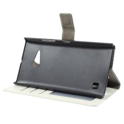 Nokia Lumia 730 (735) atvēramais balts ādas futrālis - maciņš / Vacins.lv