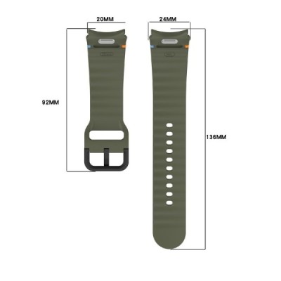 Viedā pulksteņa Samsung Galaxy Watch7 44mm / 40mm / Watch FE 40mm / Watch6 40mm / 44mm cietā silikona (TPU) siksniņa - zaļš | Va