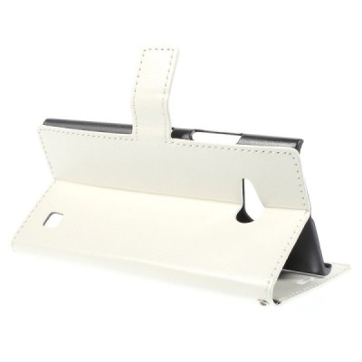 Nokia Lumia 730 (735) atvēramais balts ādas futrālis - maciņš / Vacins.lv