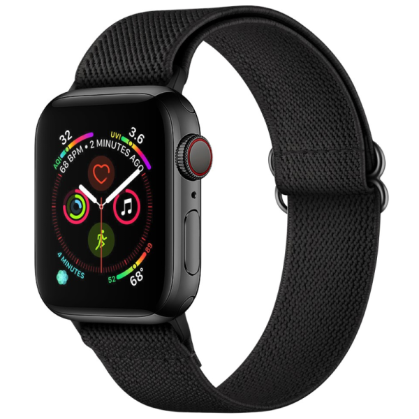 Viedpulksteņa auduma aproce - melns (Apple Watch Ultra 3 2 1 49mm / Series 11 10 46mm / 9 8 7 45mm / SE3 SE2 SE 6 5 4 44mm / 3