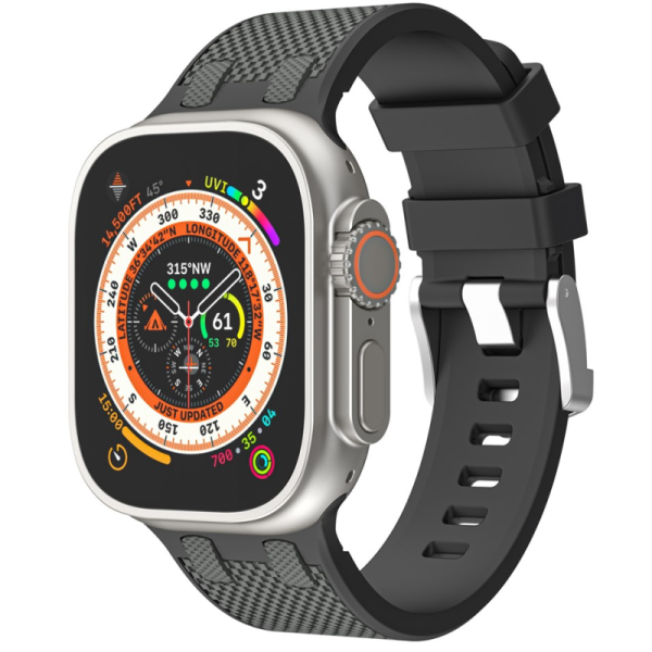 Viedā pulksteņa cietā silikona (TPU) siksniņa - melns (Apple Watch Ultra 3 2 1 49mm / Series 11 10 46mm / 9 8 7 45mm / SE3 SE2