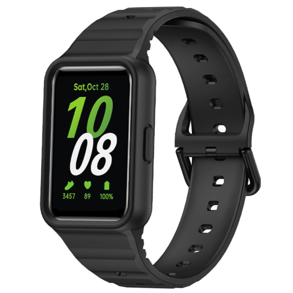 "Strap" Viedā pulksteņa cietā silikona (TPU) siksniņa - melns (Samsung Galaxy Fit3)