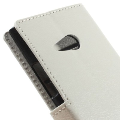 Nokia Lumia 730 (735) atvēramais balts ādas futrālis - maciņš / Vacins.lv