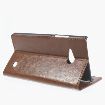 Nokia Lumia 730 (735) atvēramais brūns ādas futrālis - maciņš / Vacins.lv