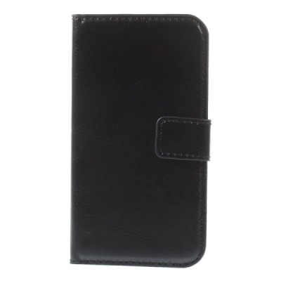Nokia Lumia 530 atverčiamas juodas odinis dėklas - piniginė / Priedai.lt