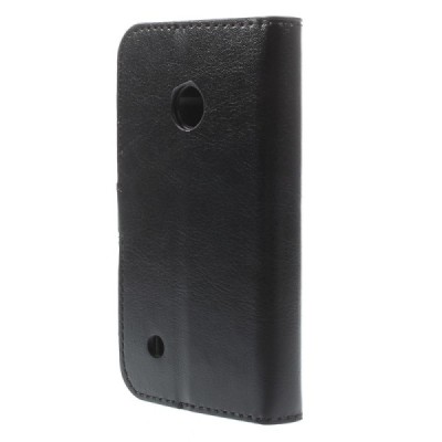 Nokia Lumia 530 atverčiamas juodas odinis dėklas - piniginė / Priedai.lt