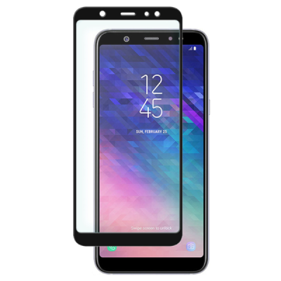 Samsung Galaxy A6+ 2018 „Premium“ Tempered Glass melns ekrāna aizsargstikls | Vacins.lv