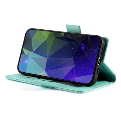 „DF“ Apple iPhone 13 atvērams piparmētru ādas maciņš - maks | Vacins.lv