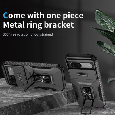 Sustiprintos apsaugos „Kickstand“ Google Pixel 8a juodas kieto silikono (TPU) ir plastiko dėklas | Priedai.lt