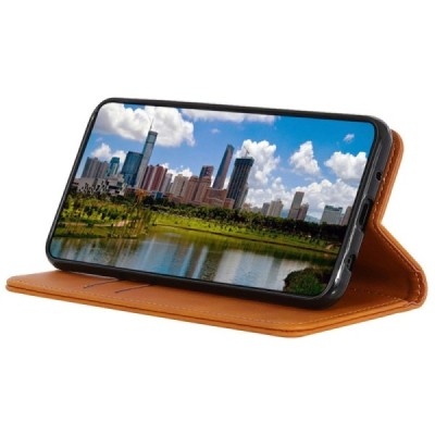 Samsung Galaxy Xcover 7 „Split“ šviesiai rudas odinis atverčiamas dėklas - knygutė | Priedai.lt